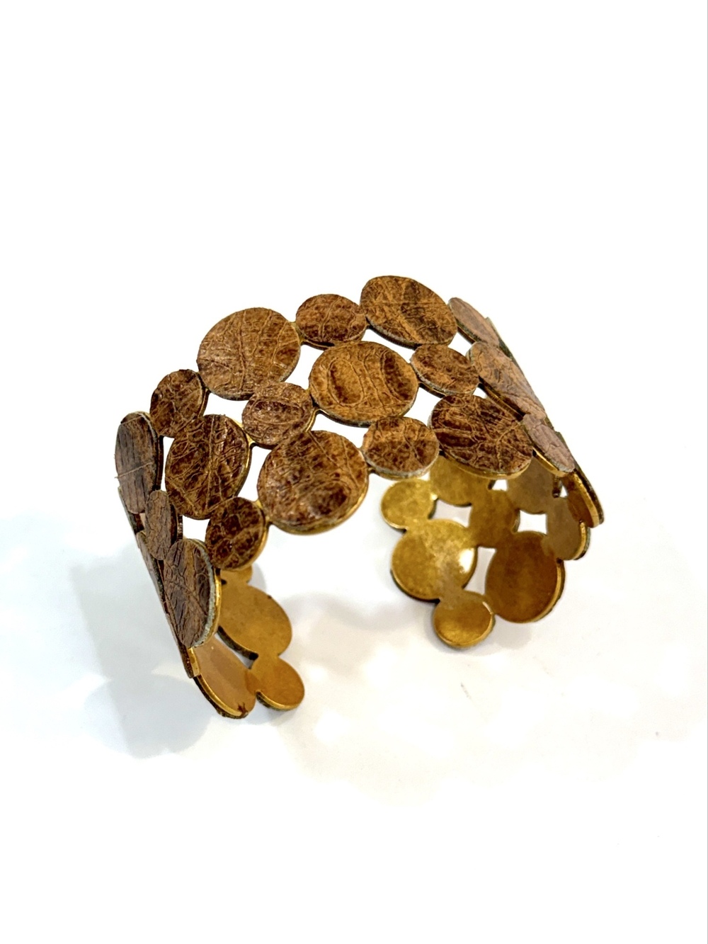 Chico's Textured Disc Cuff Bracelet Gold | NWT